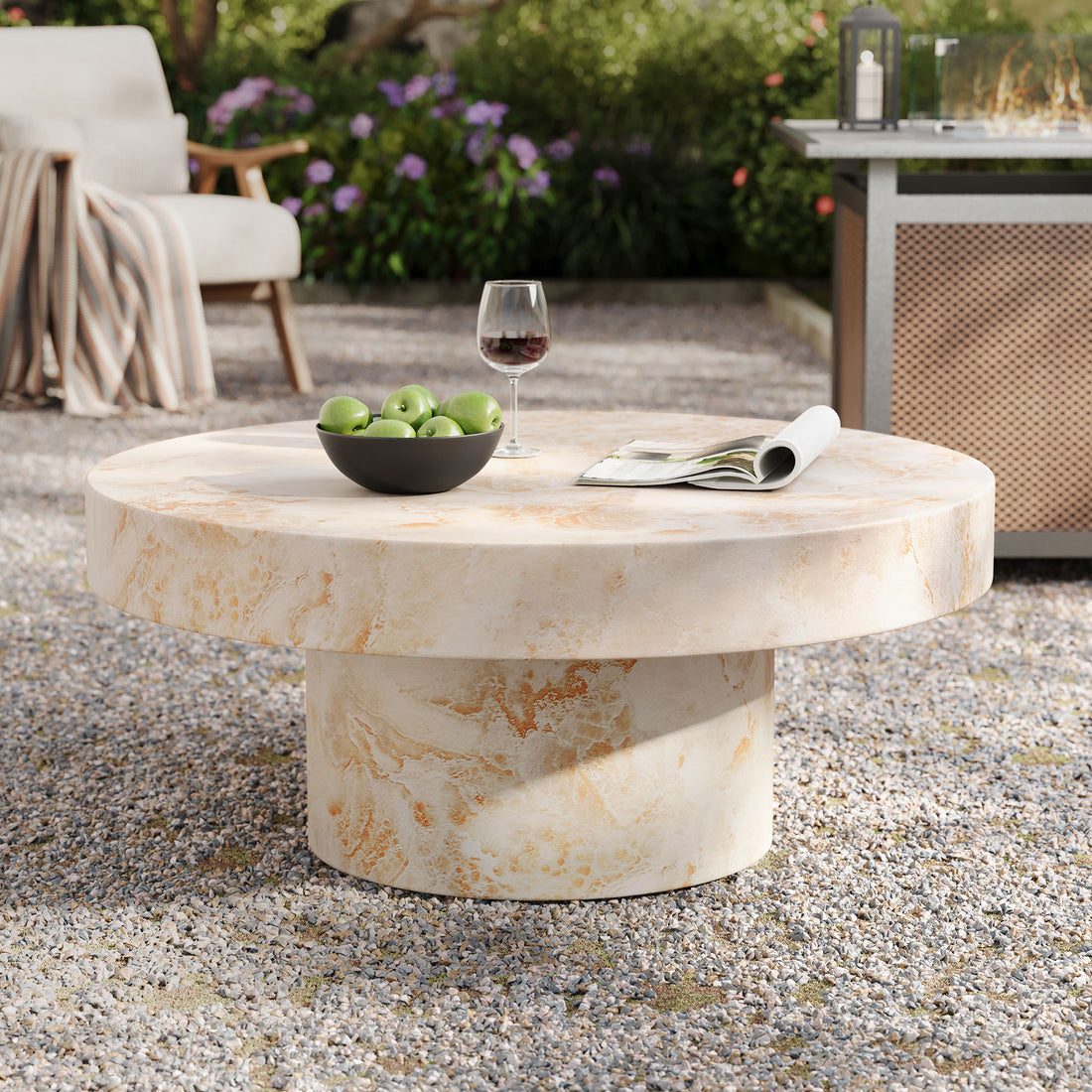 Alora Indoor - Outdoor Patio Concrete Round Coffee Table