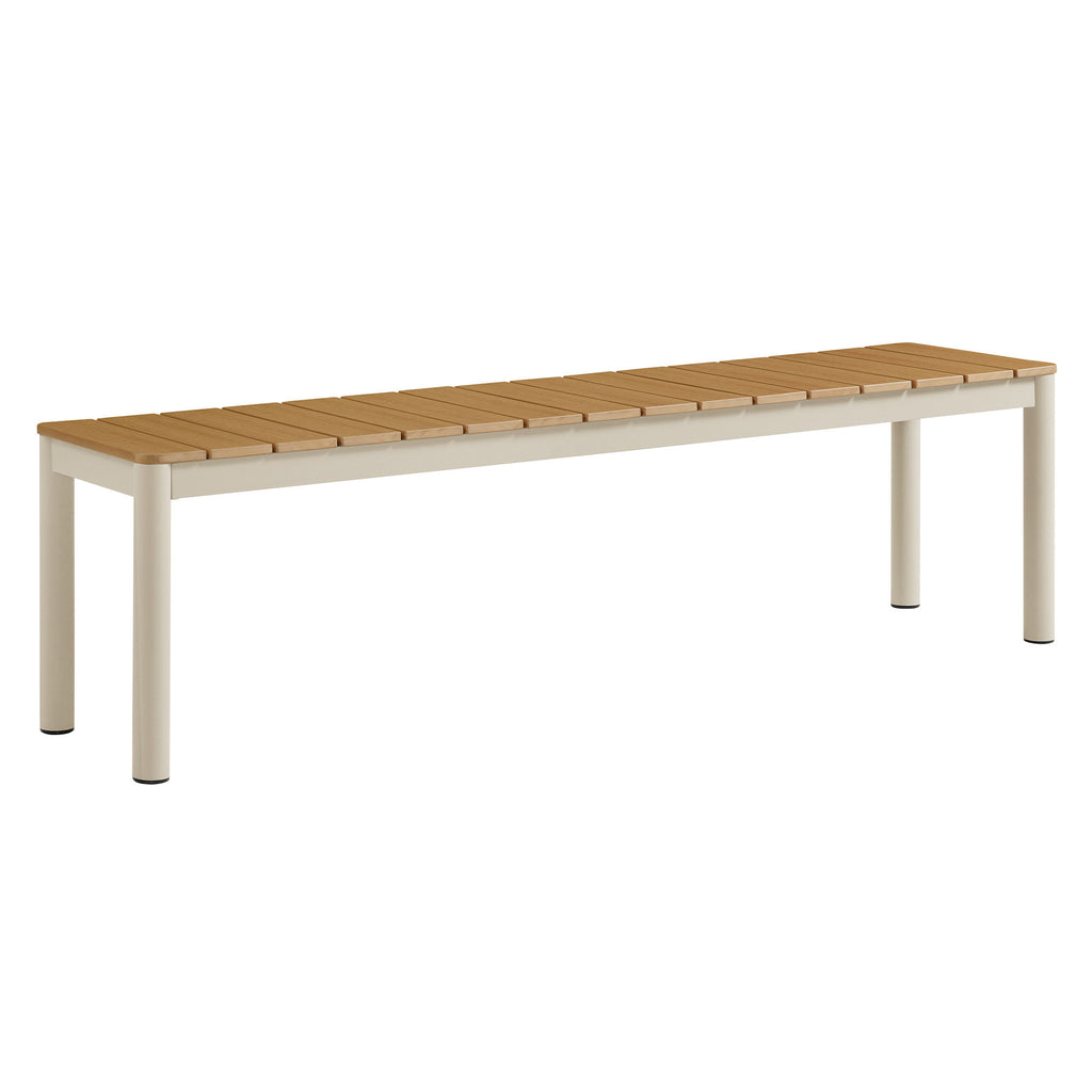 Fin Outdoor Finn Outdoor Patio Aluminum Bench with Faux Wood Top Set of 2 – Modway
