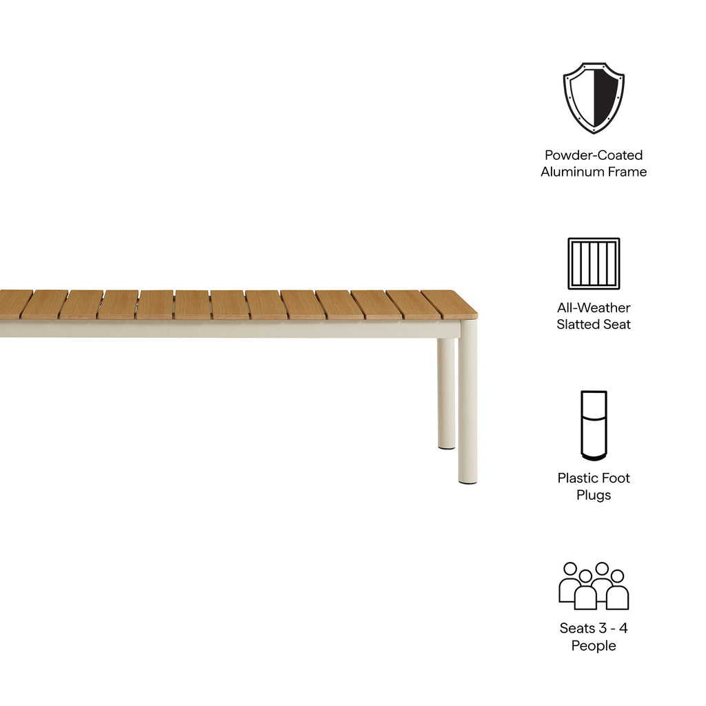 Fin Outdoor Finn Outdoor Patio Aluminum Bench with Faux Wood Top Set of 2 – Modway