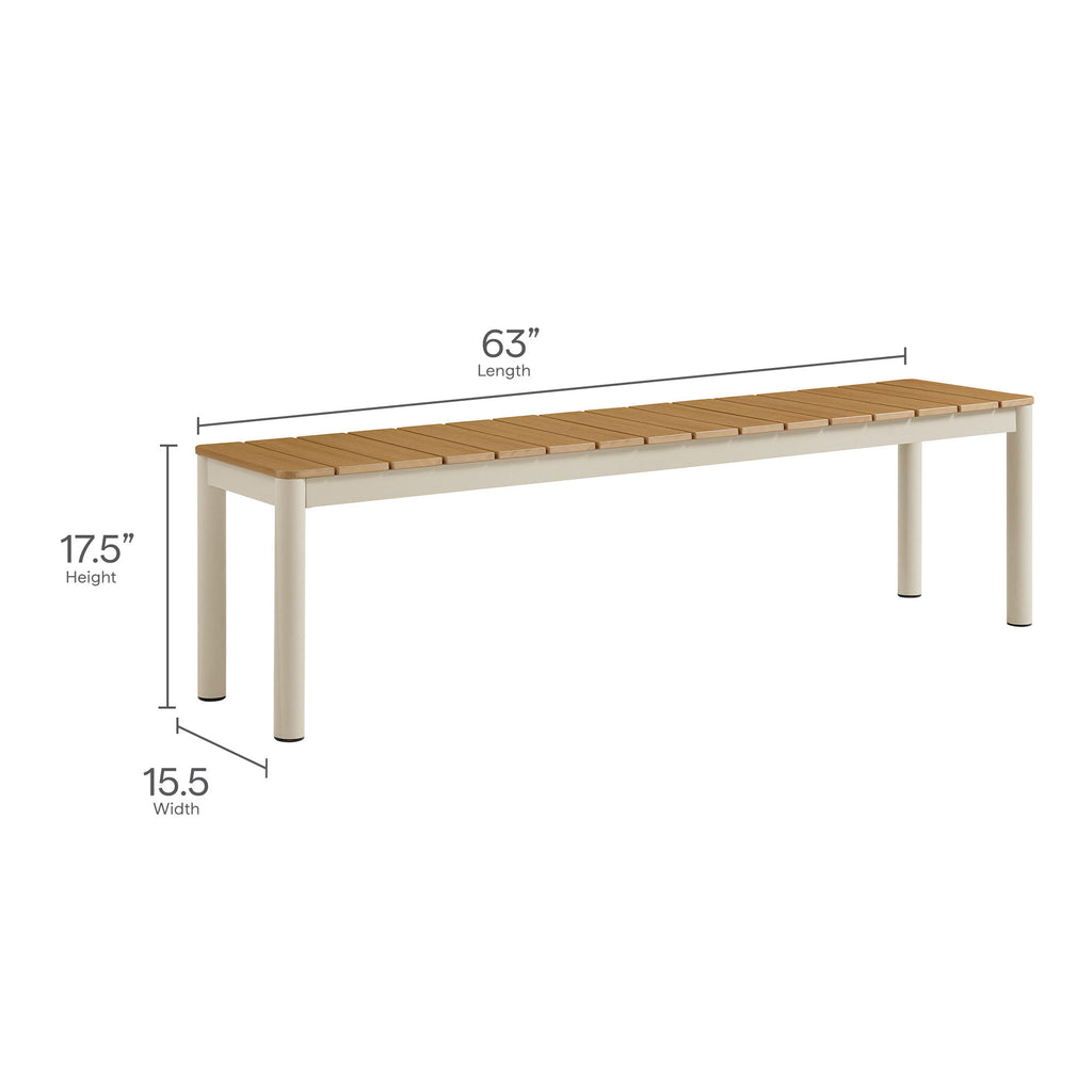 Fin Outdoor Finn Outdoor Patio Aluminum Faux Wood Dining Set with Benches – Modway
