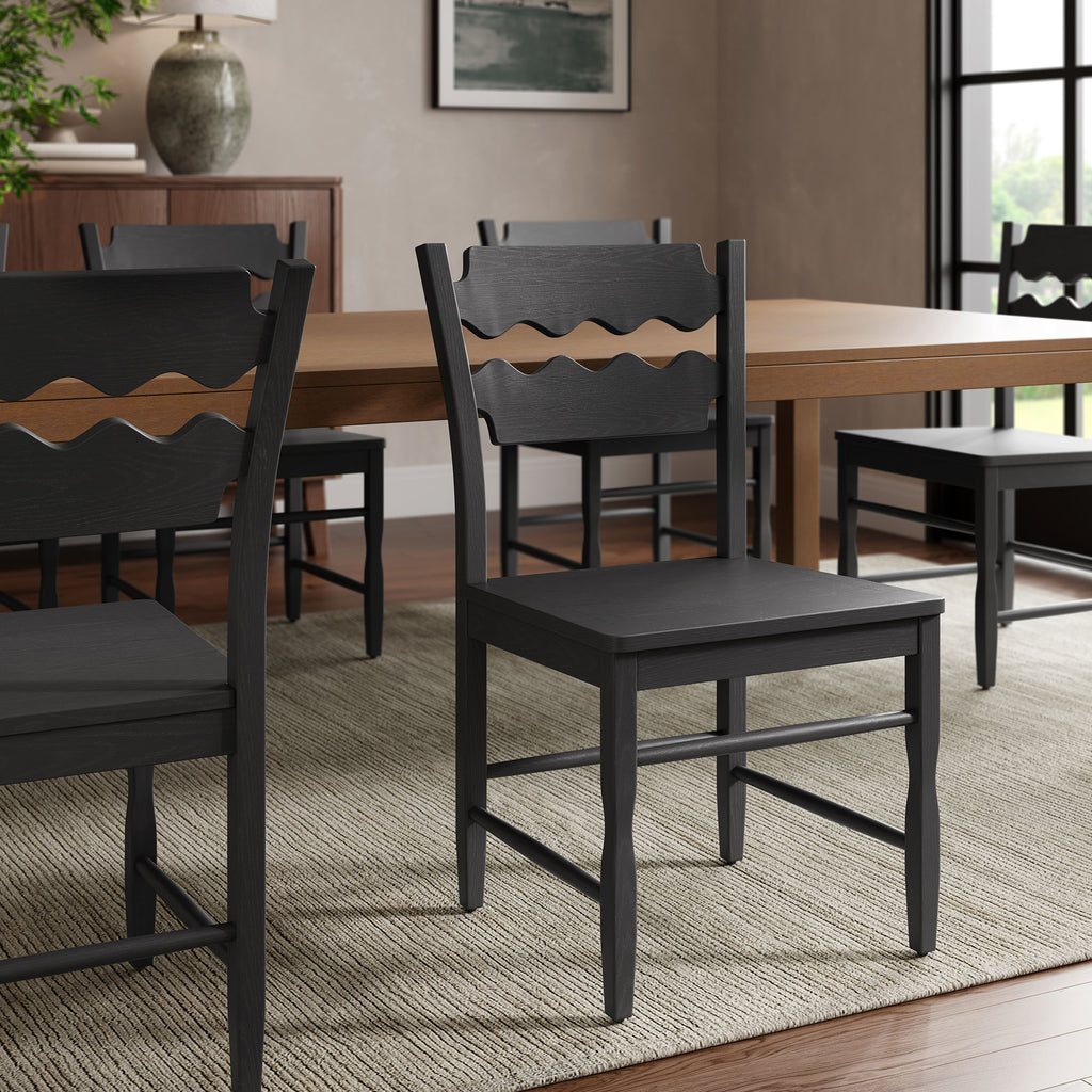 Jax Oak Wood Dining Chair With Wavy Razor Back – Modway