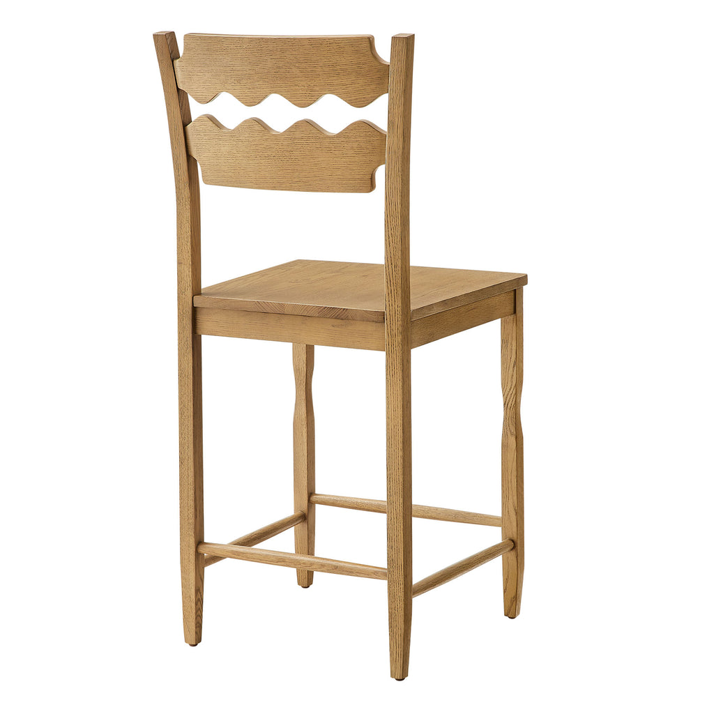 Jax Oak Wood Counter Stool With Wavy Razor Back – Modway