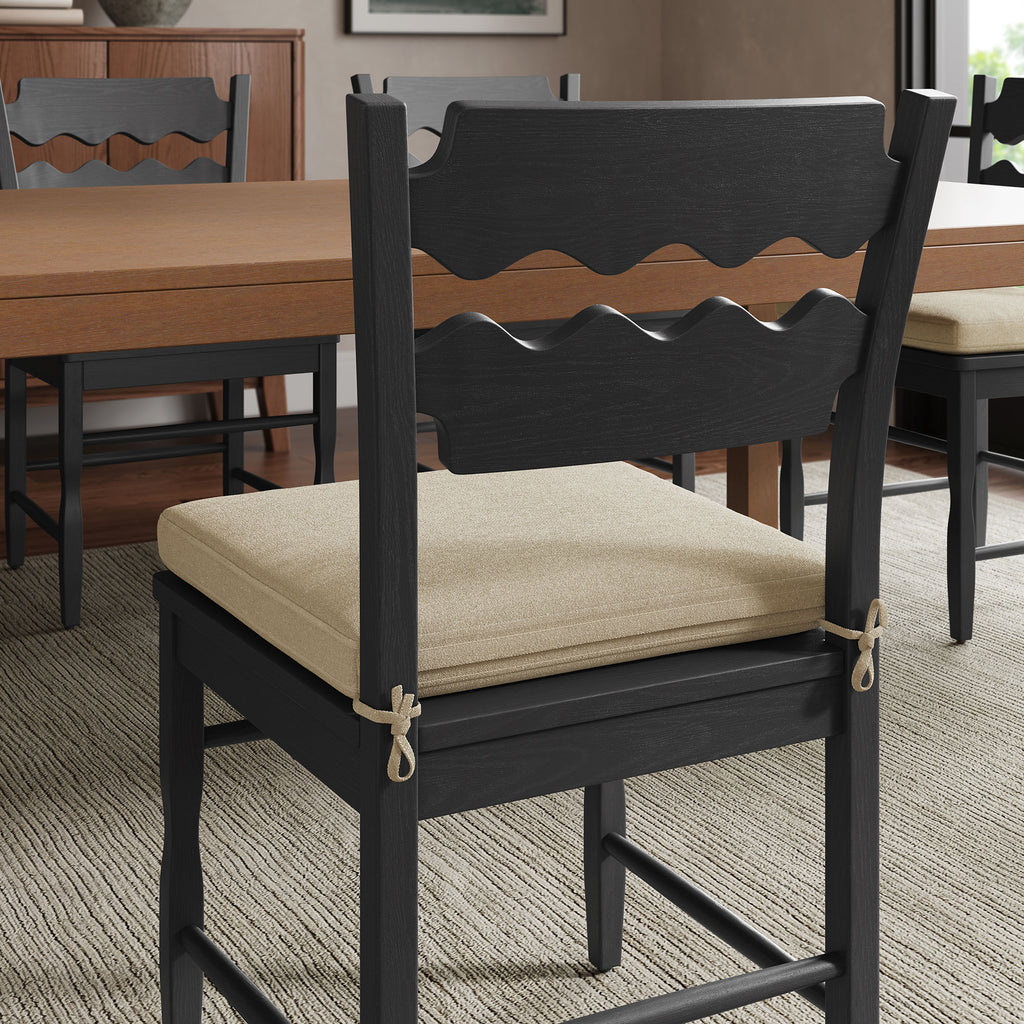 Jax Oak Wood Dining Chair With Wavy Razor Back and Cushion – Modway