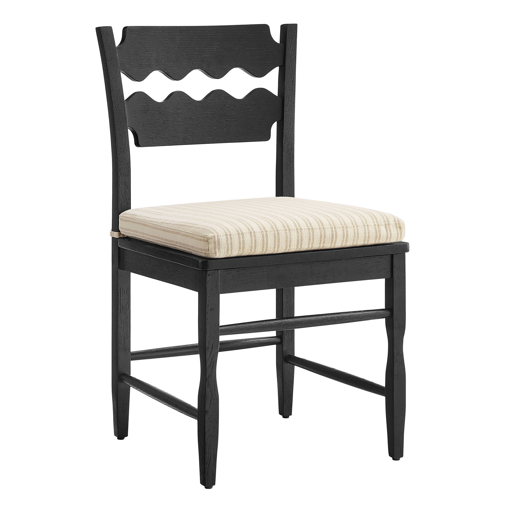 Jax Oak Wood Dining Chair With Wavy Razor Back and Cushion – Modway