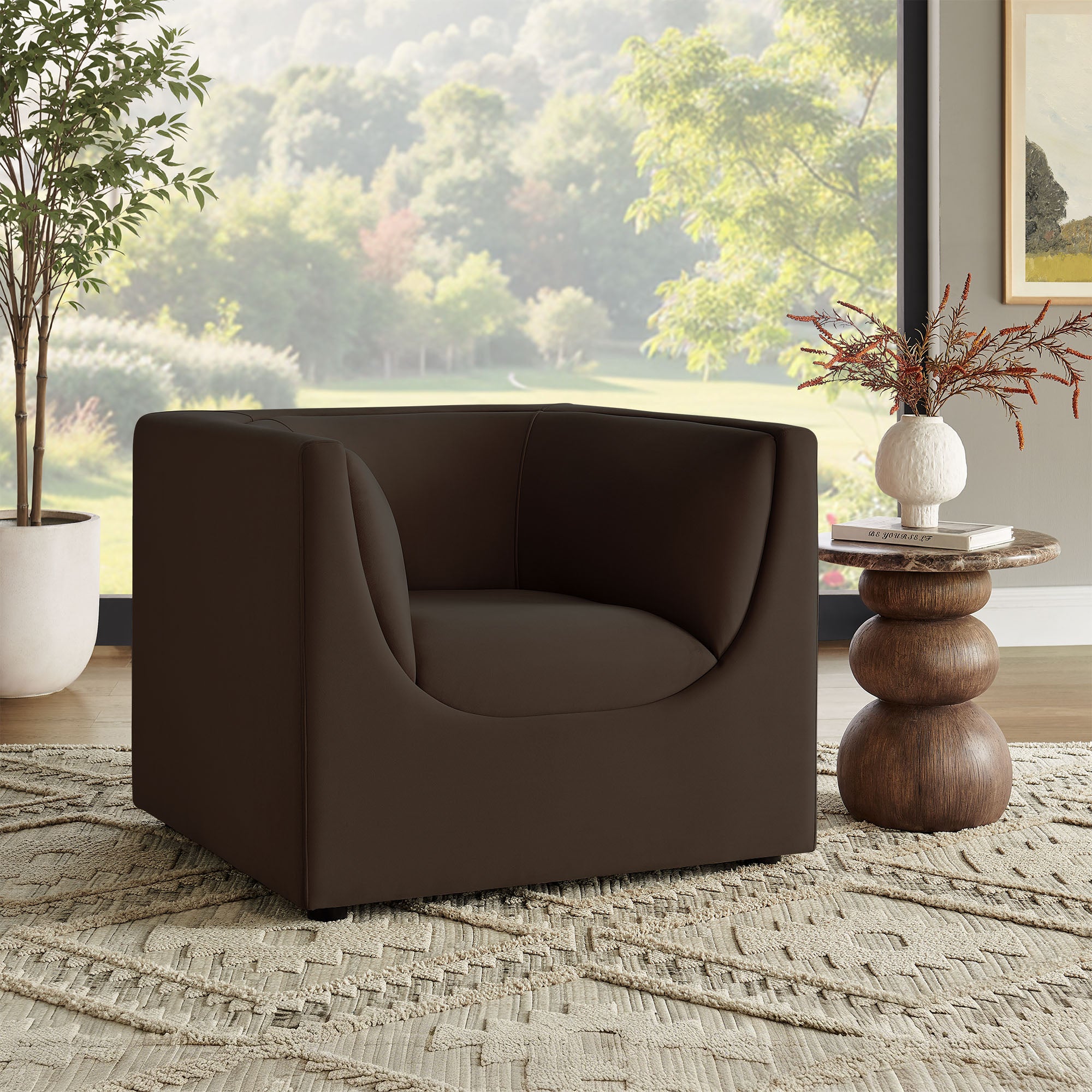 Hilda Curved Back Vegan Leather Armchair – Modway