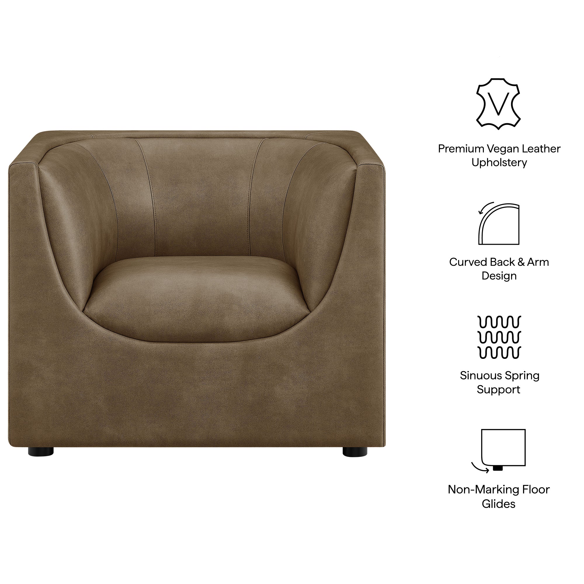 Hilda Curved Back Vegan Leather Armchair – Modway