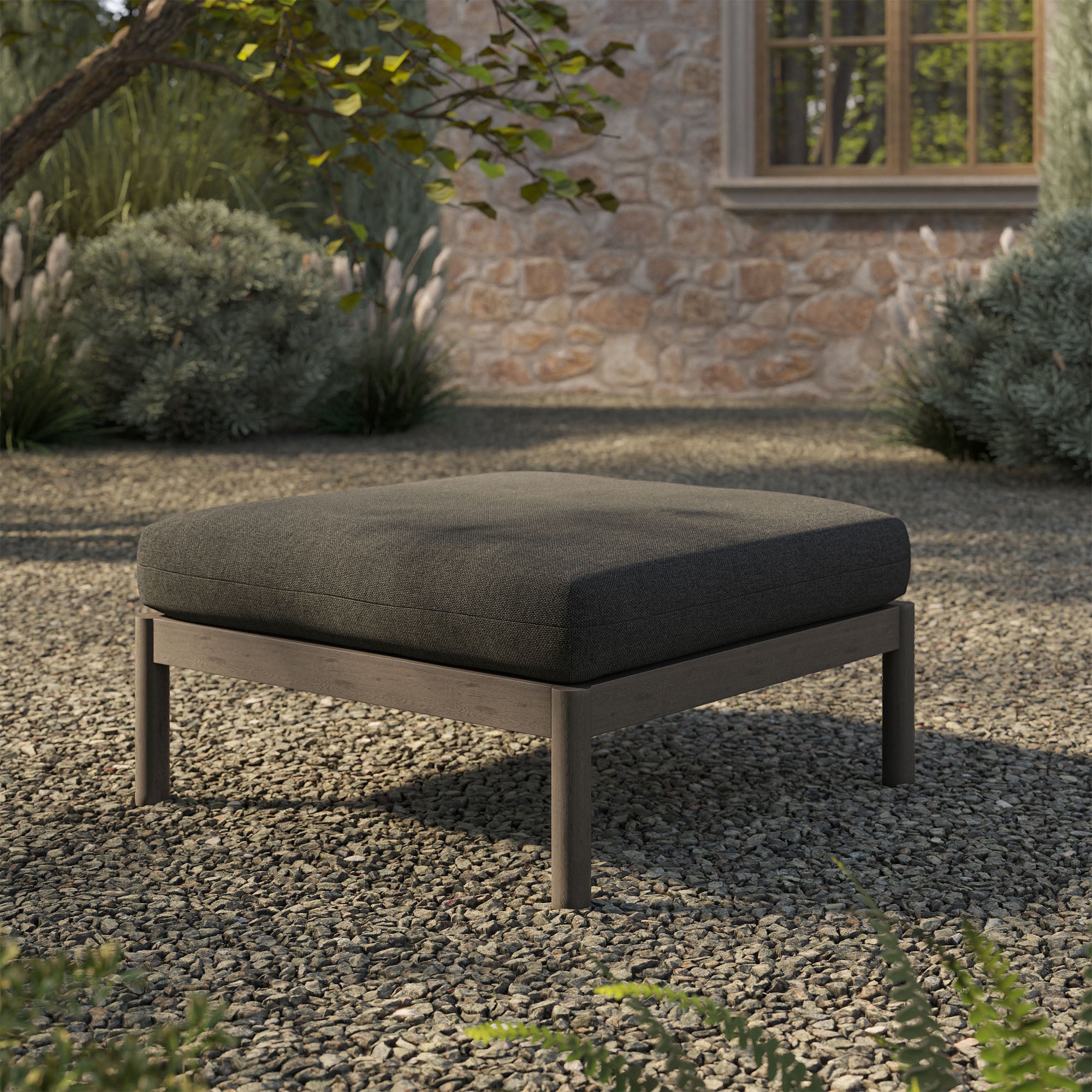 Eleni Square Outdoor Teak Wood Ottoman – Modway