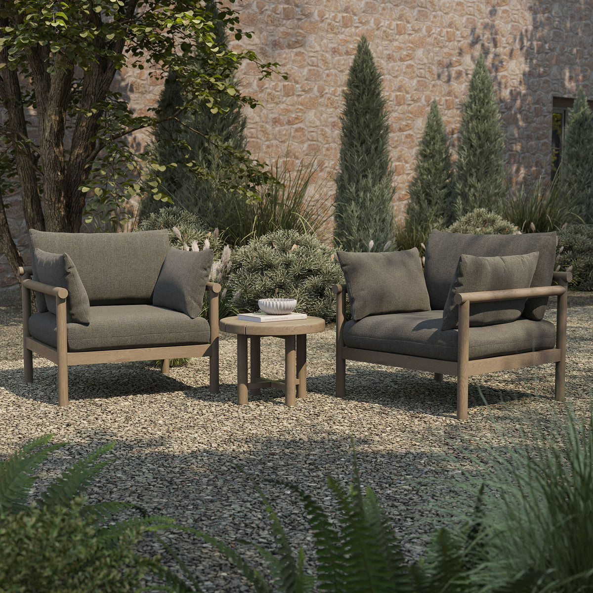Eleni 3-Piece Outdoor Teak Wood Furniture Set