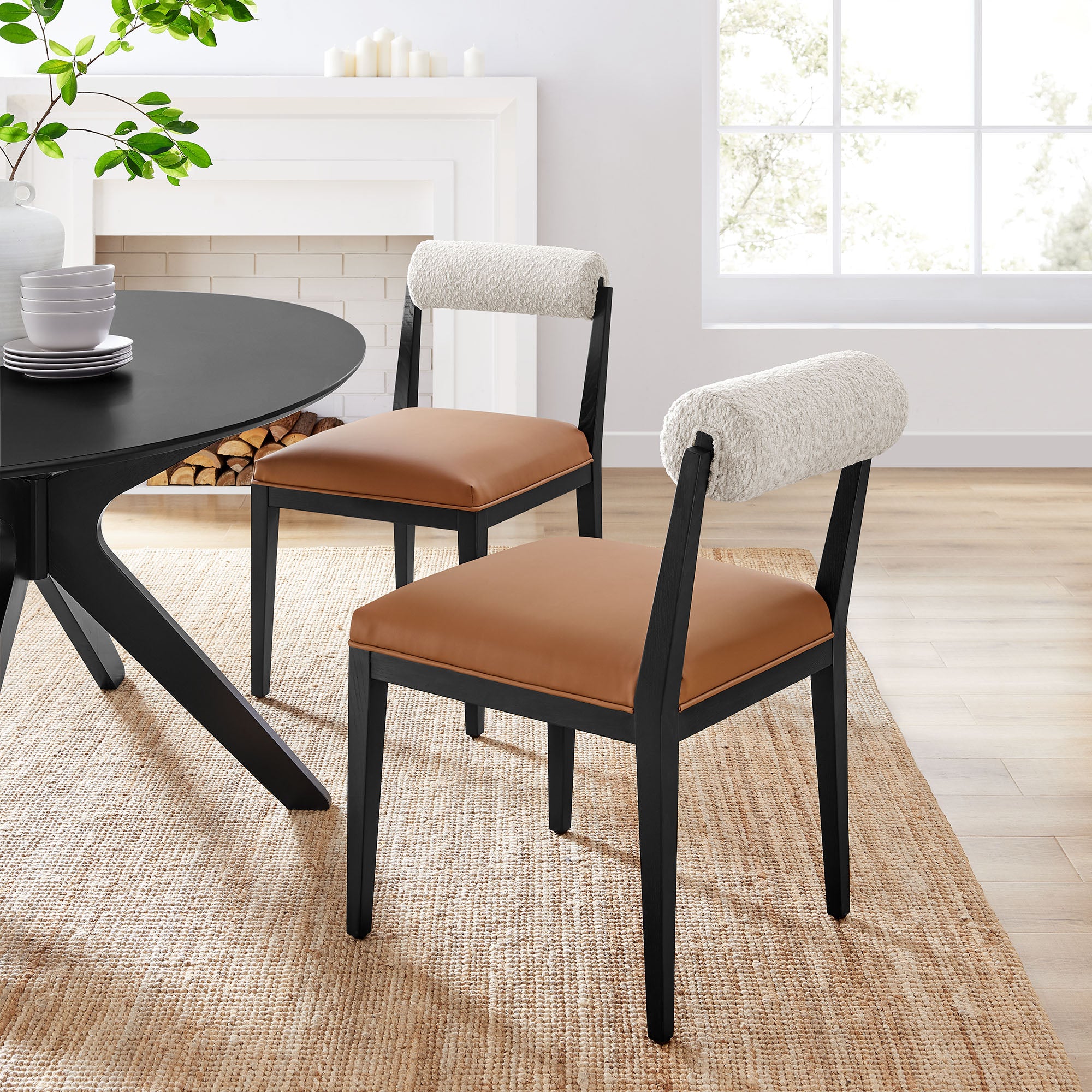 Kai Boucle and Vegan Leather Dining Chair – Modway