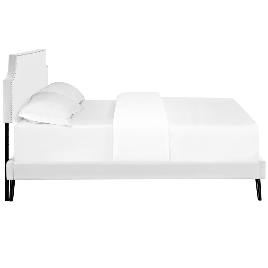 Corene Corene Vinyl Platform Bed with Round Splayed Legs – Modway