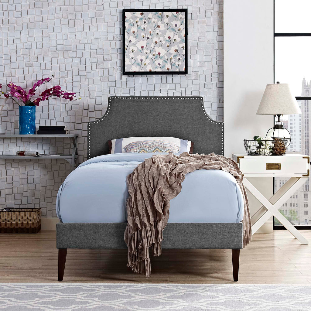 Corene Corene Fabric Platform Bed with Squared Tapered Legs – Modway