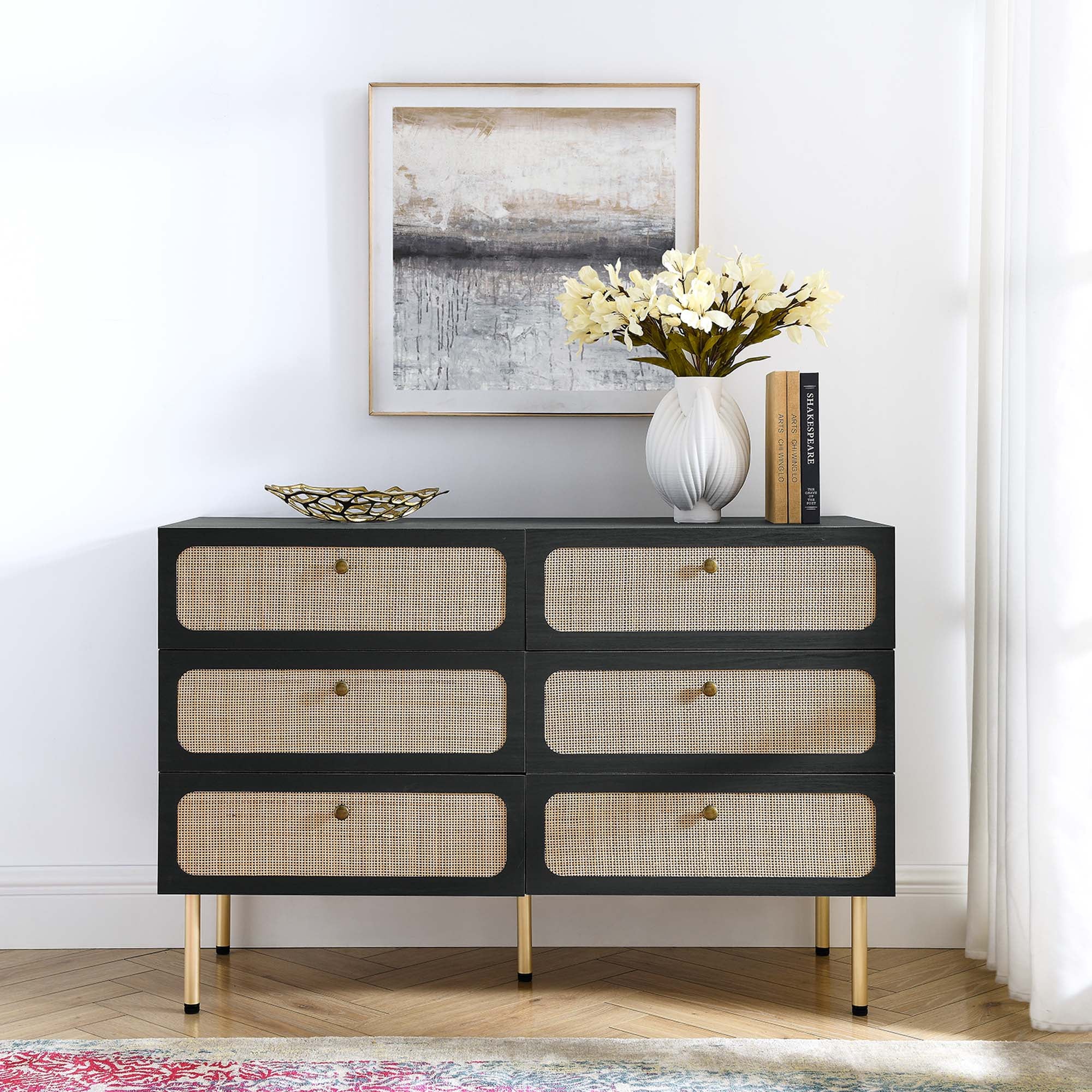 black wicker dresser Frances Woven Rattan 6 Drawer Dresser, - daals the Marsden 6 Ebern Designs Paison 35" H