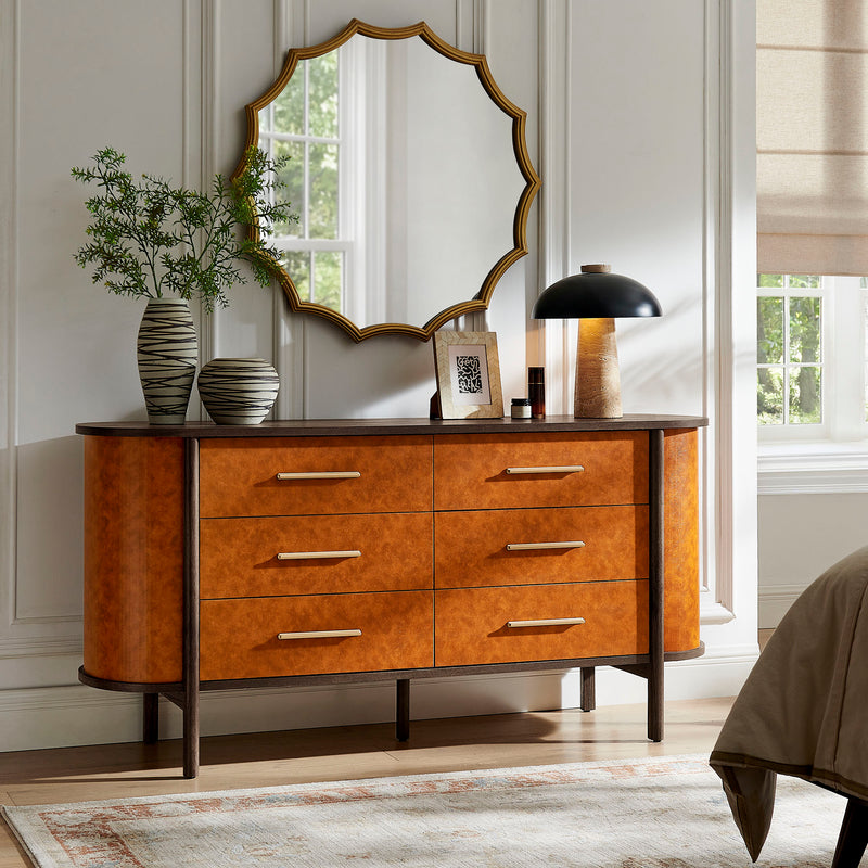 leather dresser with mirror ECLIPSE Leather 56" Wide Dresser & Mirror