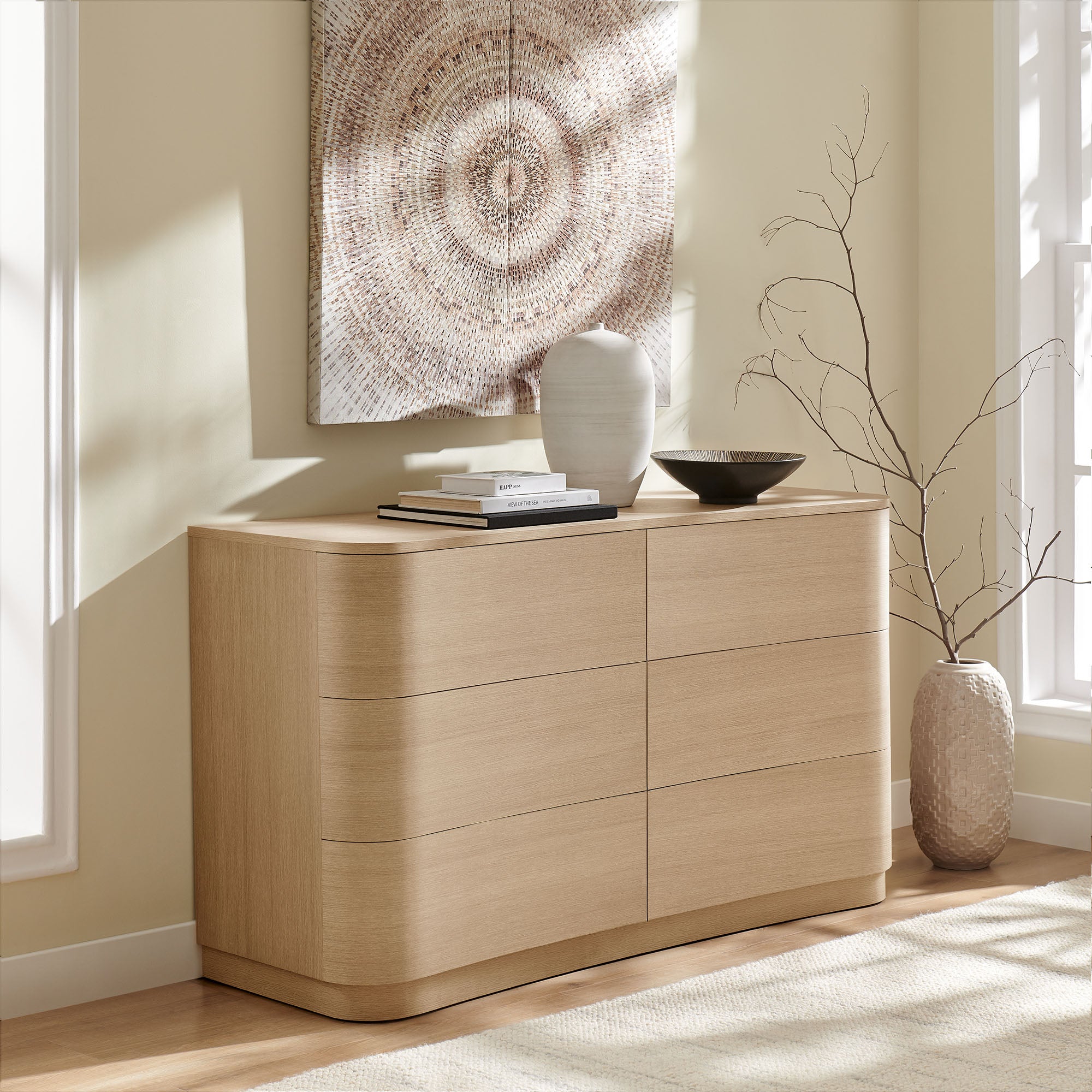 Mirae 6-Drawer Curved Dresser – Modway