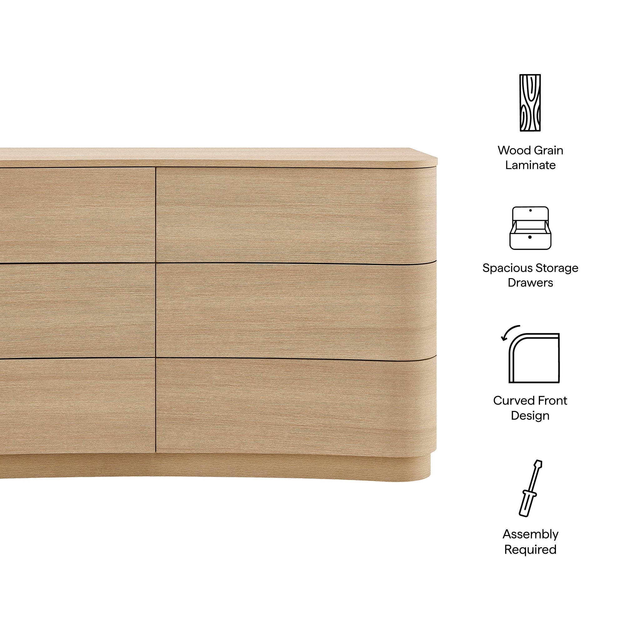 Mirae 6-Drawer Curved Dresser – Modway Mirae 6-Drawer Curved Dresser – Modway