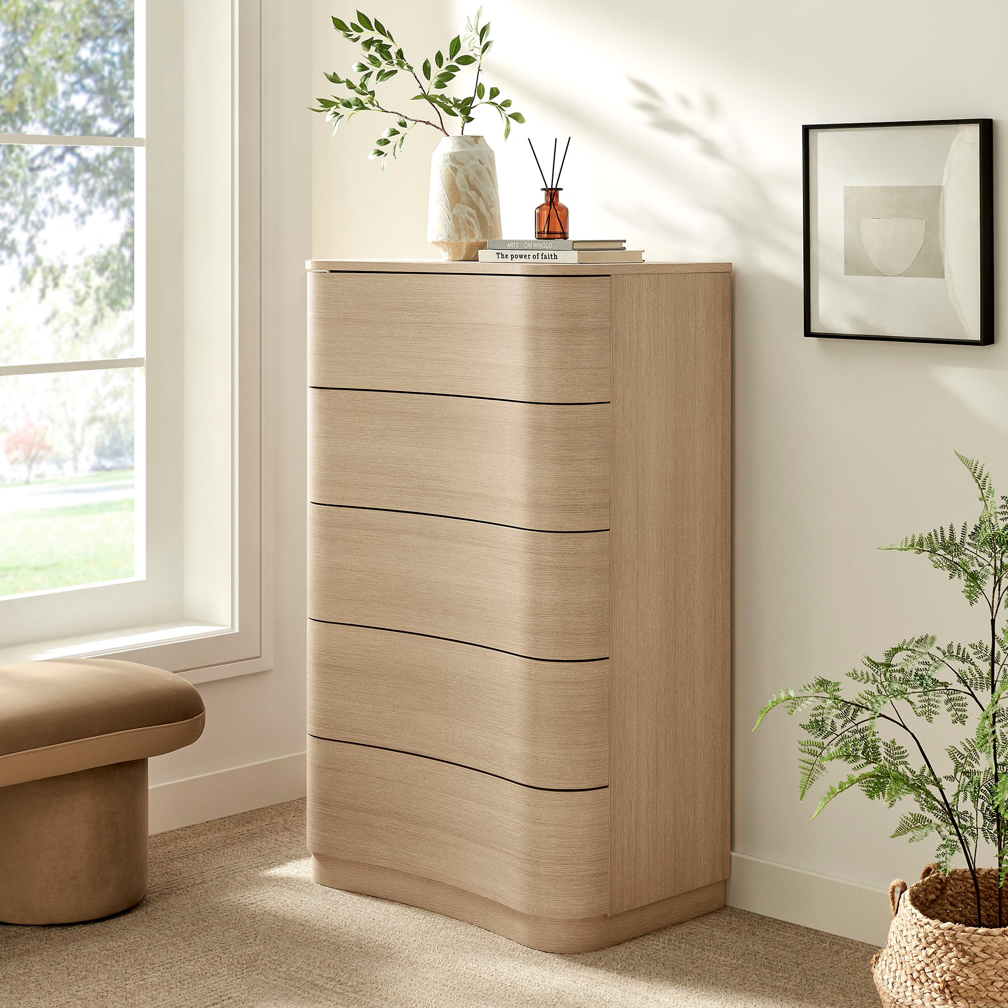 round dresser Off Tabitha Rounded Whitewash 6 Drawer
