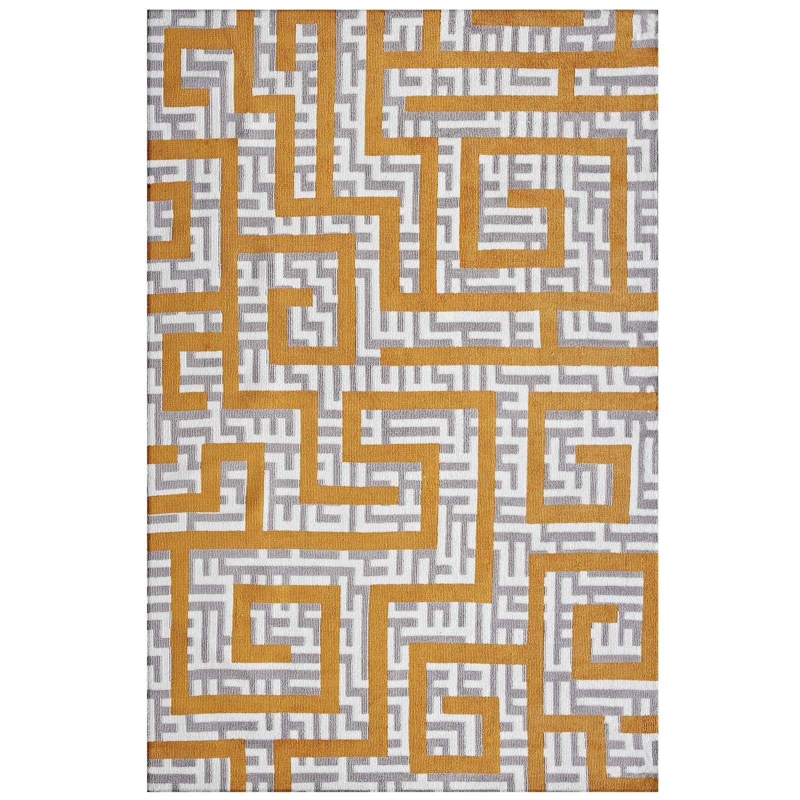 Ivory Light Gray and Banana Yellow / 5x8