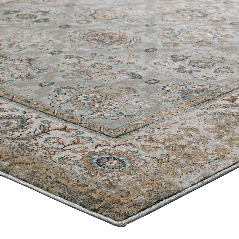 Silver Blue Beige and Brown / 5x8