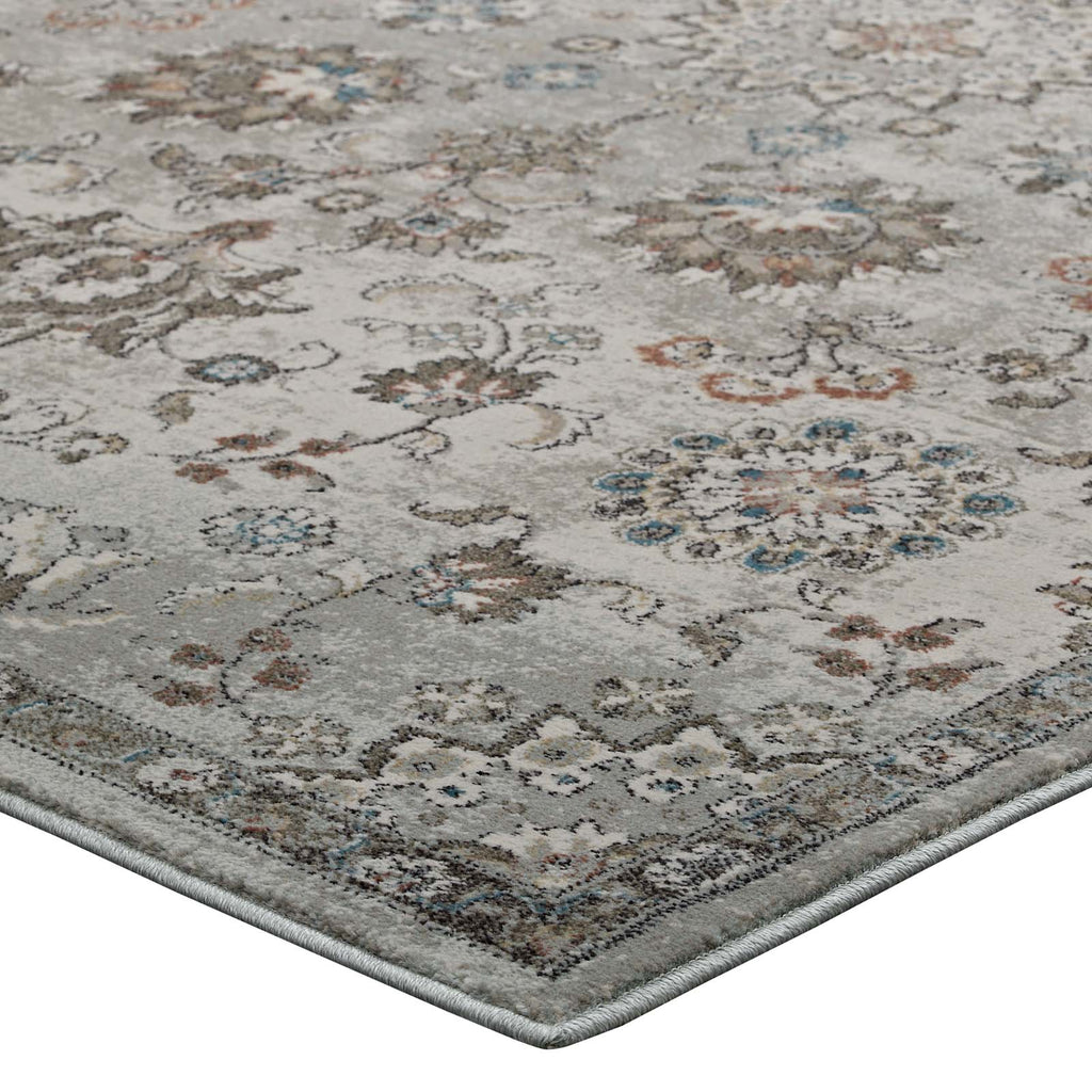 Silver Blue Beige and Brown / 5x8