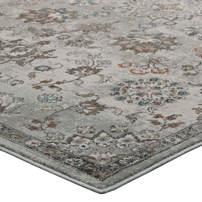 Silver Blue Beige and Brown / 5x8