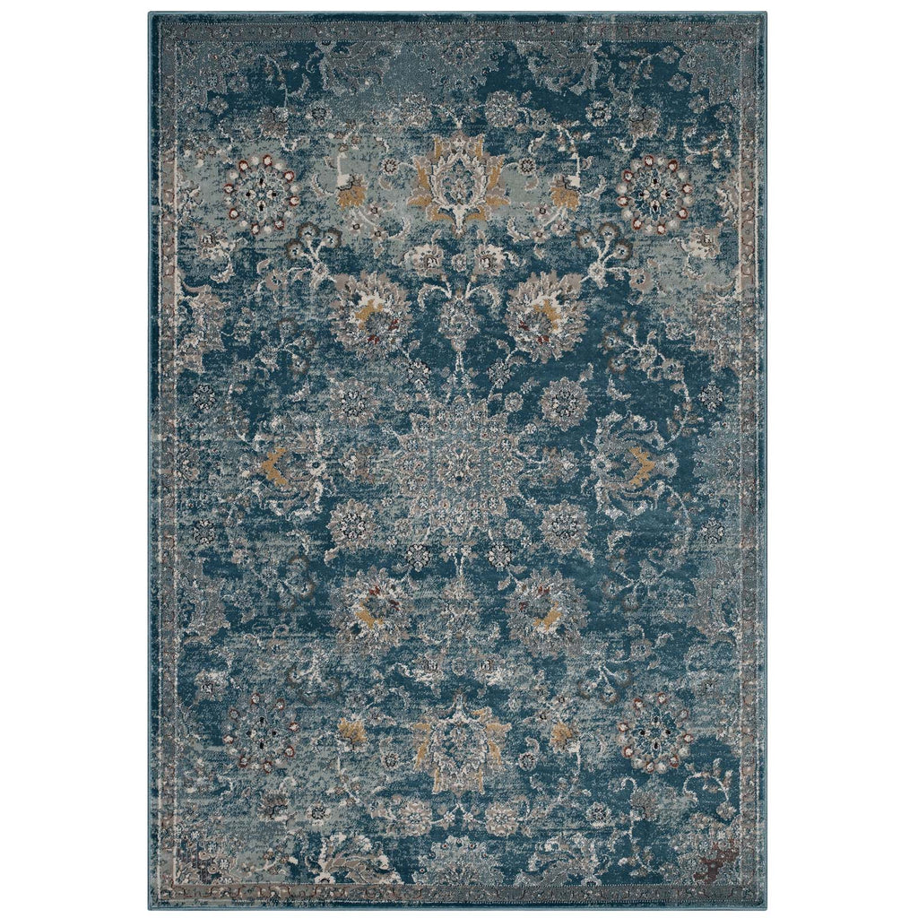 Silver Blue Teal and Beige / 5x8