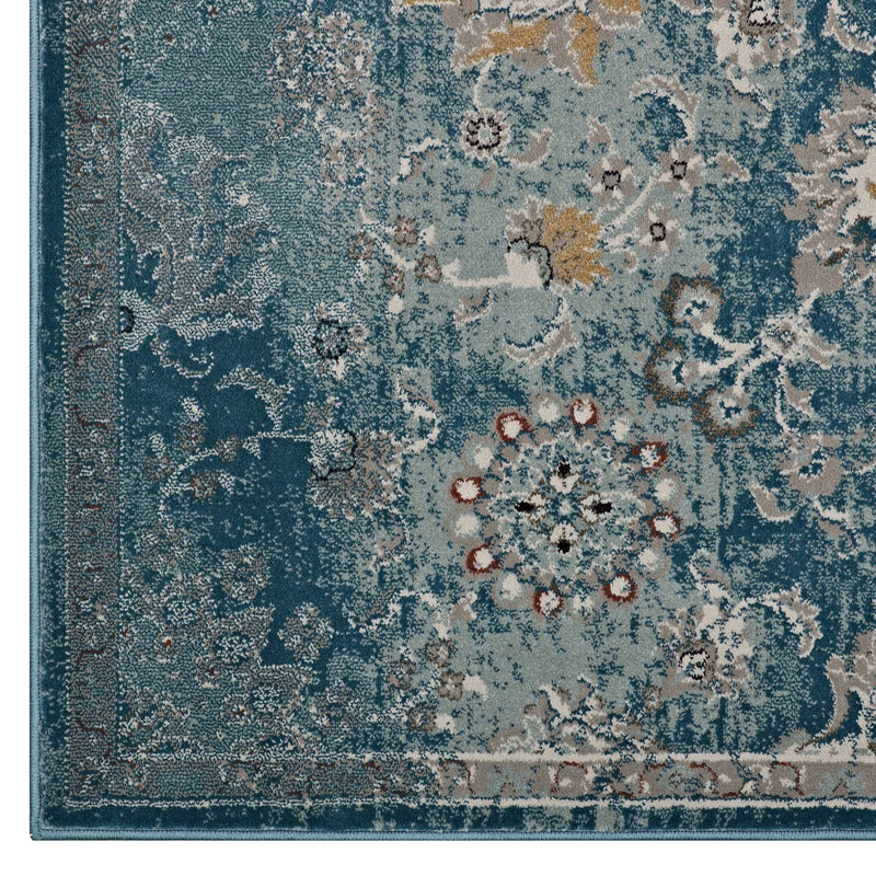 Silver Blue Teal and Beige / 5x8