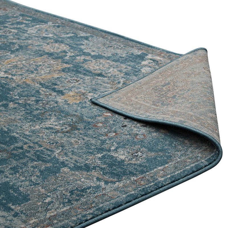 Silver Blue Teal and Beige / 5x8