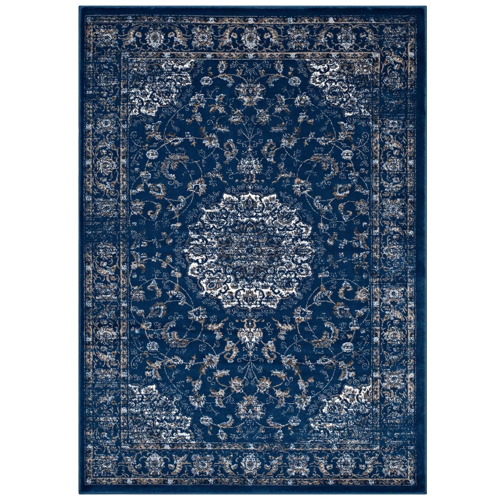 Moroccan Blue Beige and Ivory / 5x8