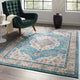 Light Blue Ivory Yellow Orange / 5x8