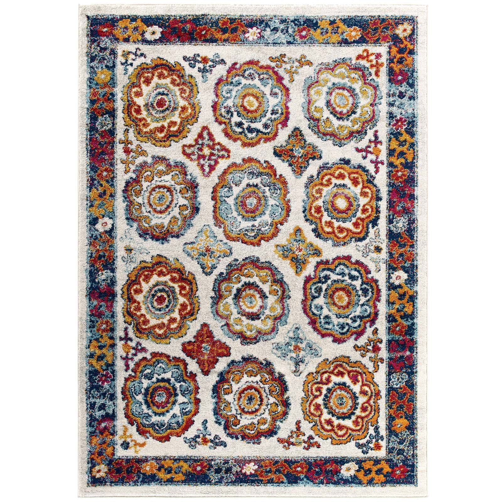 Ivory Blue Red Orange Yellow / 5x8