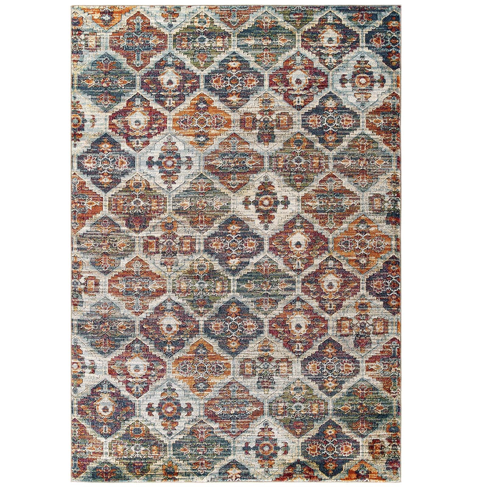 Lazur Rugs Tribute Azalea Distressed Vintage Floral Lattice Area Rug – Modway