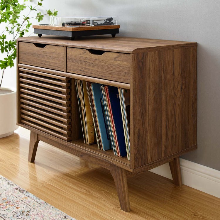 Costway Record Player Stand Turntable Stand Display Shelf in Walnut